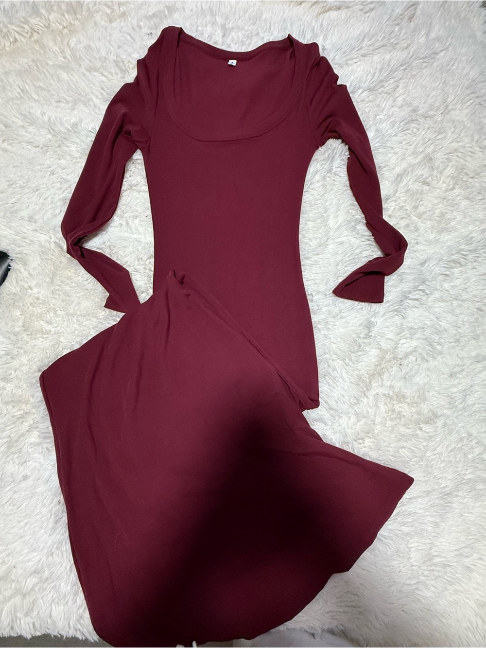 Amazon Women's Long Sleeve Scoop Neck Dress in Burgundy